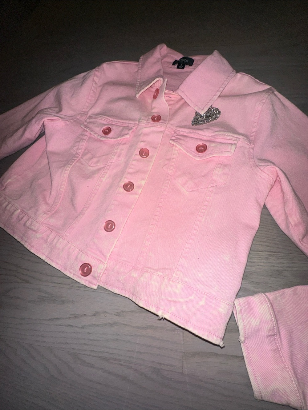 Wildfox Pink Denim Jacket with Heart Detail